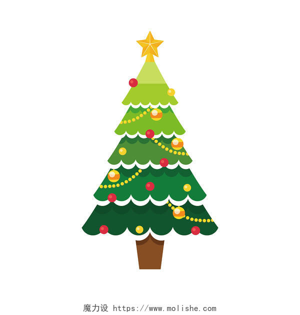 绿色手绘卡通圣诞树圣诞节装饰矢量元素PNG素材